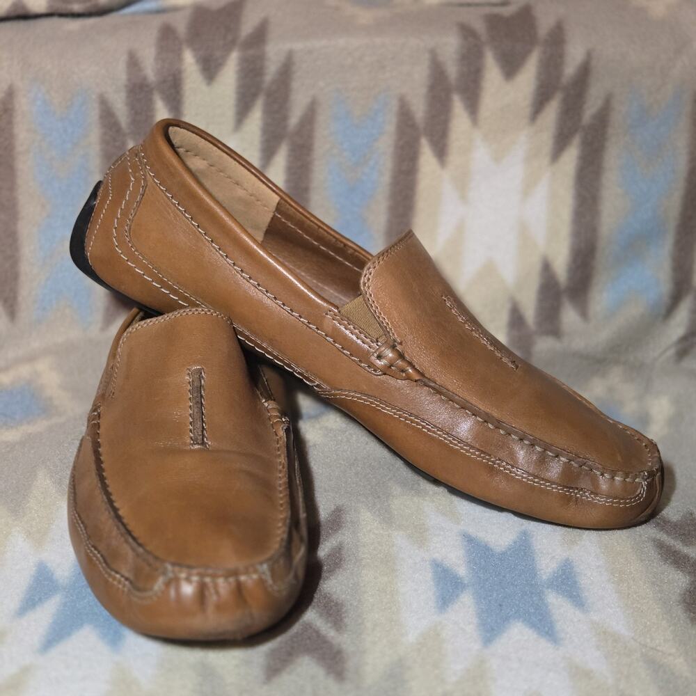 Clarks Men's Tan Brown Leather Driving Loafers Shoes Size 13 Ultimate Comfort